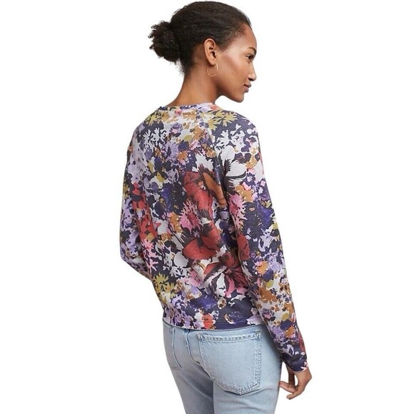 Anthropologie Maeve Kimmie Floral Pullover Sweater Womens Size Small Colorful - Picture 2 of 12